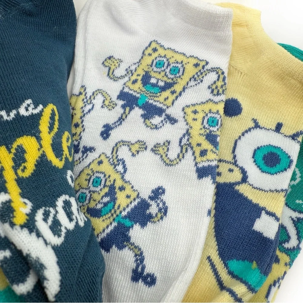 SpongeBob SquarePants Womens No Show Socks Nickelodeon Green Yellow Y2K Fun Gift